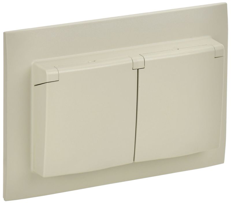 Розетка 2-м SKANDY 16А IP44 с крышкой в сборе SK-R12B беж. IEK SK-R26-16-44-K10-F