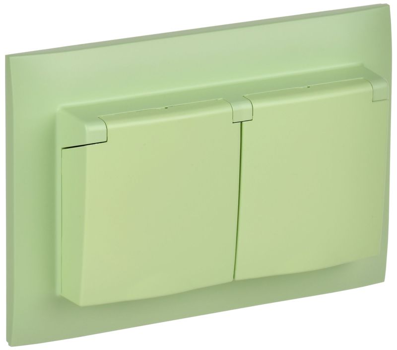 Розетка 2-м SKANDY 16А IP44 с крышкой в сборе SK-R12G мятный IEK SK-R26-16-44-K06-F