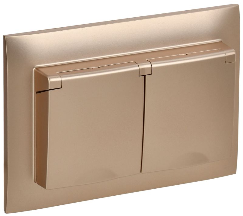 Розетка 2-м SKANDY 16А IP44 с крышкой в сборе SK-R12Sa песочн. IEK SK-R26-16-44-K98-F