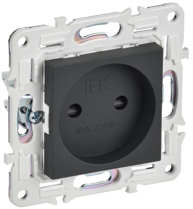 Розетка SKANDY 10А без заземл. защ. шторки SK-R01G графит IEK SK-R13-10-K53
