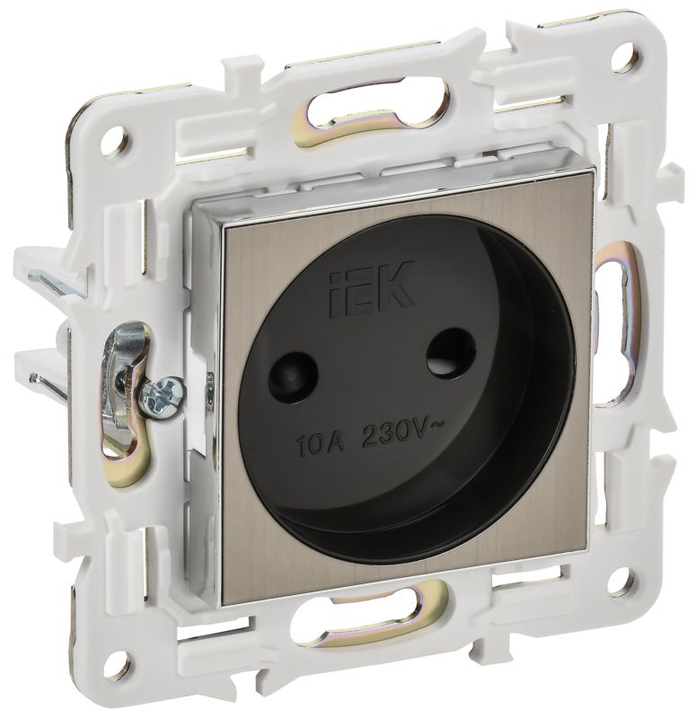 Розетка SKANDY 10А без заземл. защ. шторки SK-R01N никель IEK SK-R13-10-K50