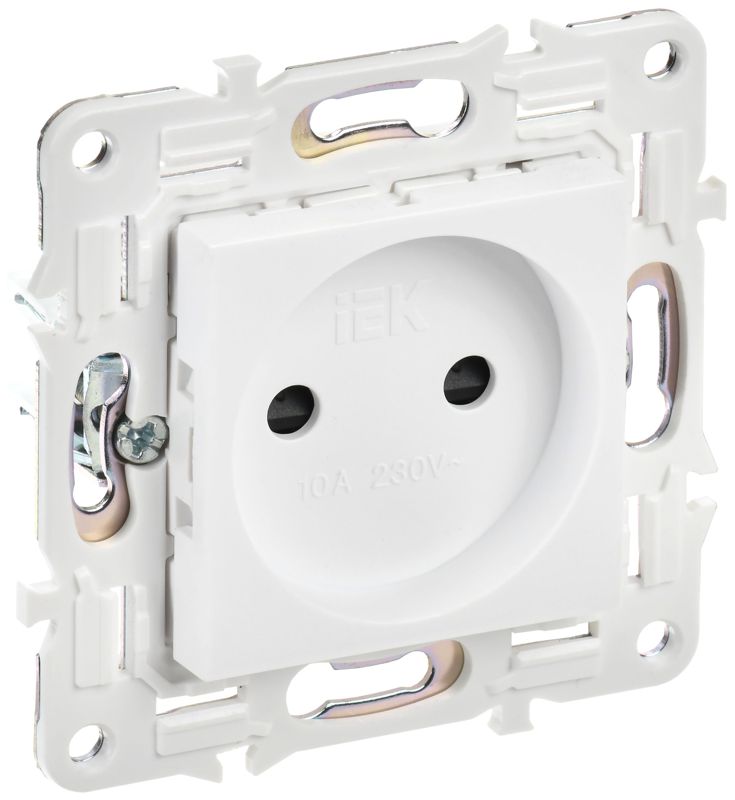 Розетка SKANDY 10А без заземл. защ. шторки SK-R01W арктич. бел. IEK SK-R13-10-K01