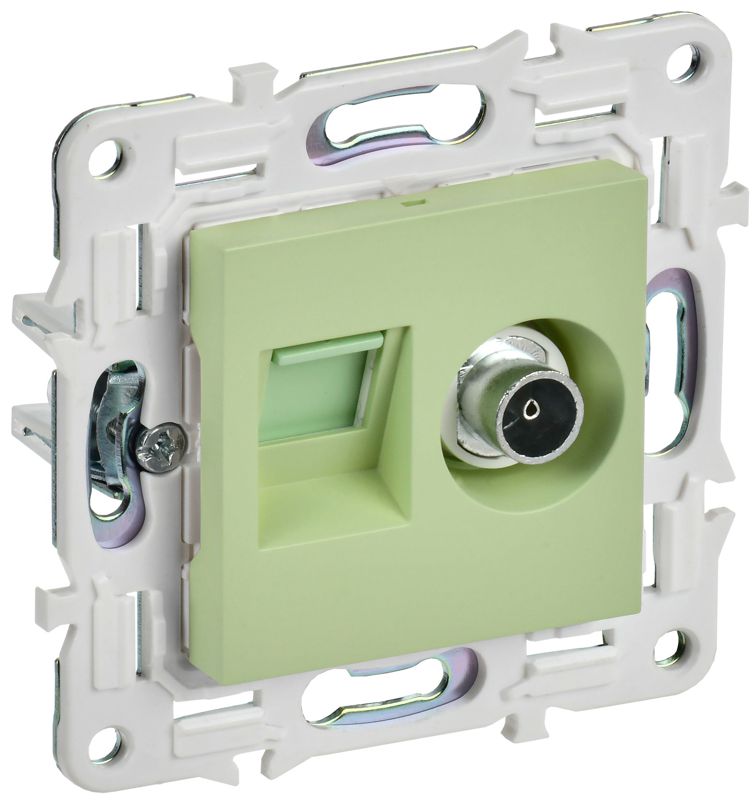 Розетка двойная TV+RJ45 кат.6E SKANDY SK-A15G мятный IEK SK-AK20-2-K06