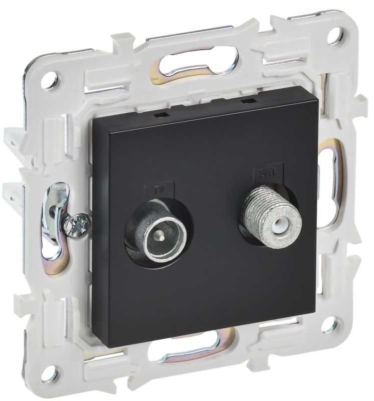 Розетка двойная TV+SAT SKANDY SK-A13Bl черн. IEK SK-AF20-O-K02