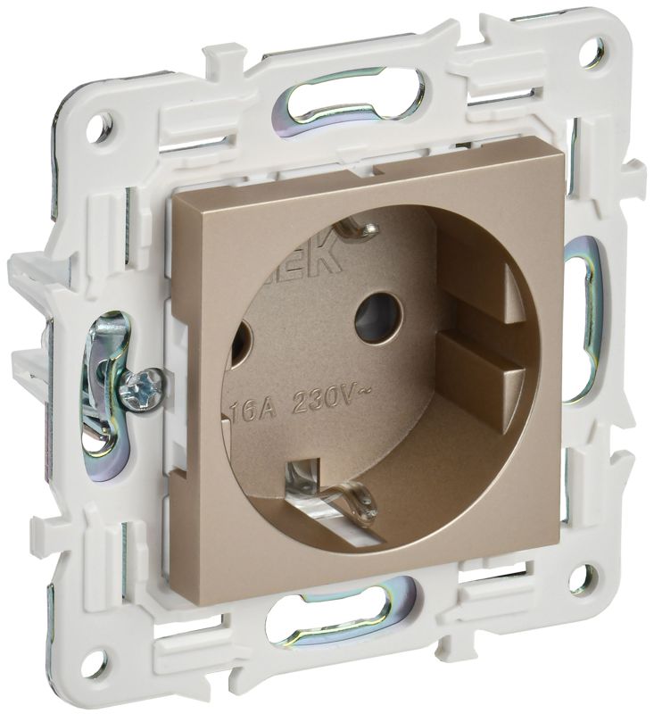 Розетка SKANDY 16А с заземл. без защ. шторок SK-R05Sh шампань IEK SK-R11-16-K37