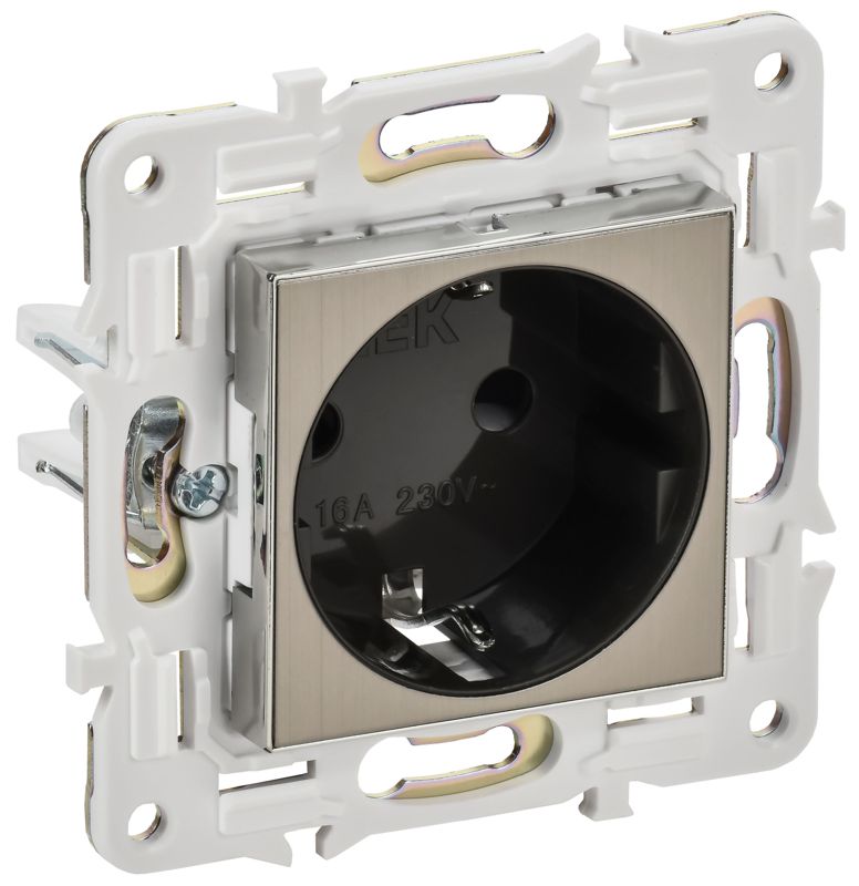 Розетка SKANDY 16А с заземл. защ. шторки SK-R04N никель IEK SK-R14-16-K50