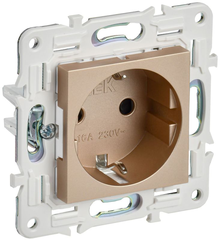 Розетка SKANDY 16А с заземл. защ. шторки SK-R04Sa песочн. IEK SK-R14-16-K98