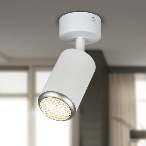 Светильник OL55 MR16 GU10 IP20 WH/SL настен./потолочн. спот бел./серебр. Эра Б0061890