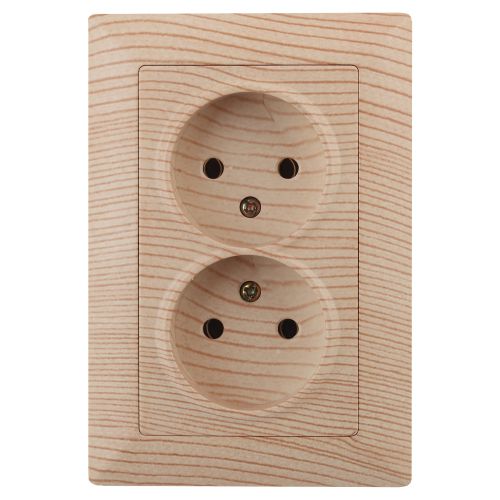 Розетка 2-м СП Solo 4-204-11 16А IP20 250В 2х2P без заземл. сосна Intro Б0053673