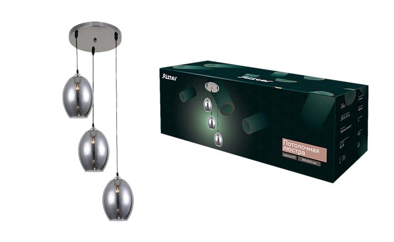 Люстра подвесная FORLI 380х800мм E27 металл черн. жемчуж. Ritter 52537 0