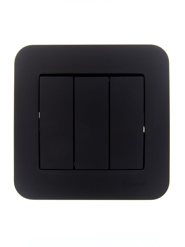 Выключатель 3-кл. 1п СП ASTI 10А IP20 в сборе черн. бархат LEZARD 7081-4242-109