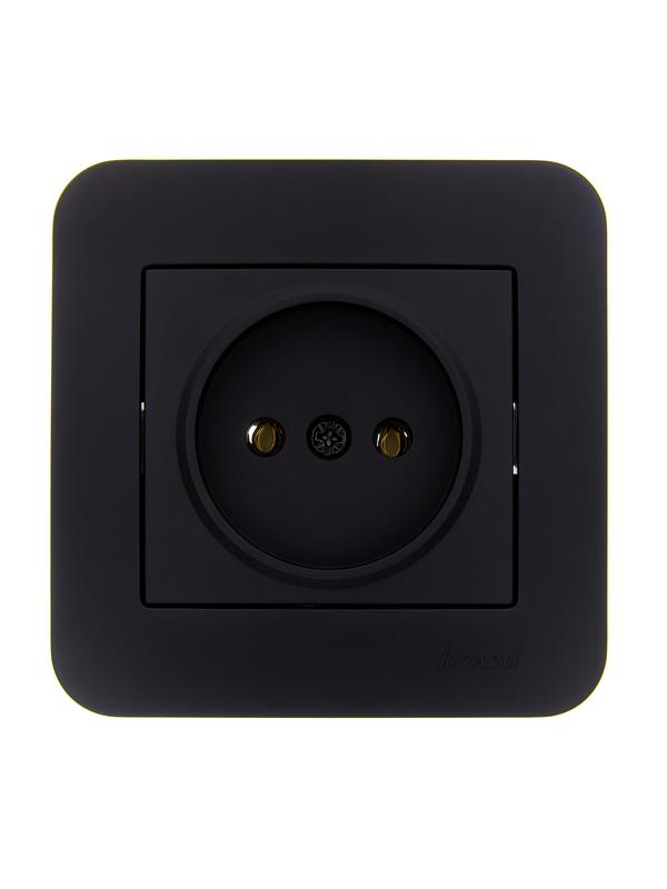 Розетка 1-м СП ASTI 16А IP20 без заземл. термопласт в сборе черн. бархат. LEZARD 7081-4242-121B