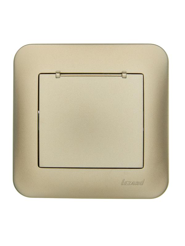 Розетка 1-м СП ASTI 16А IP20 с заземл. с крышкой термопласт в сборе золото. LEZARD 7081-3636-123В