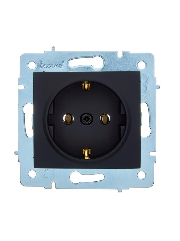 Розетка 1-м СП ASTI 16А IP20 с заземл. термопласт механизм черн. бархат. LEZARD 7081-4288-122B