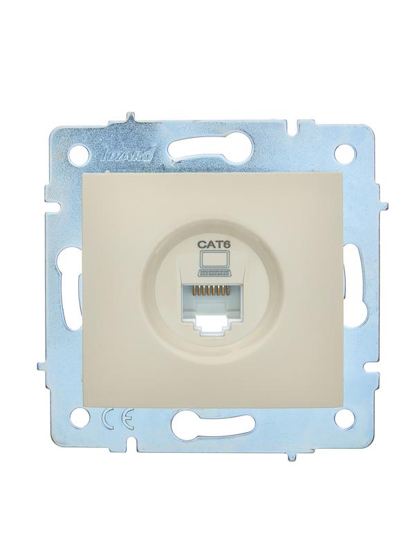 Розетка компьютерная 1-м СП ASTI IP20 RJ45 механизм Cat 6e крем. LEZARD 7081-0388-140