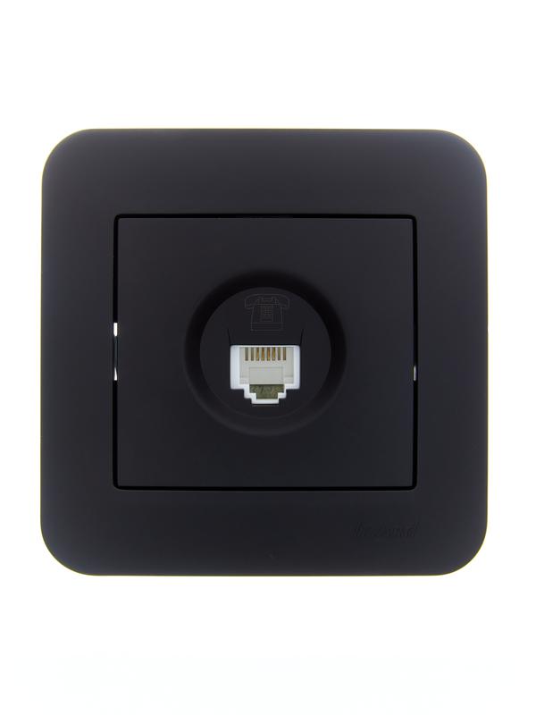 Розетка телефонная евро 1-м СП ASTI IP20 RJ11 в сборе черн. бархат LEZARD 7081-4242-137