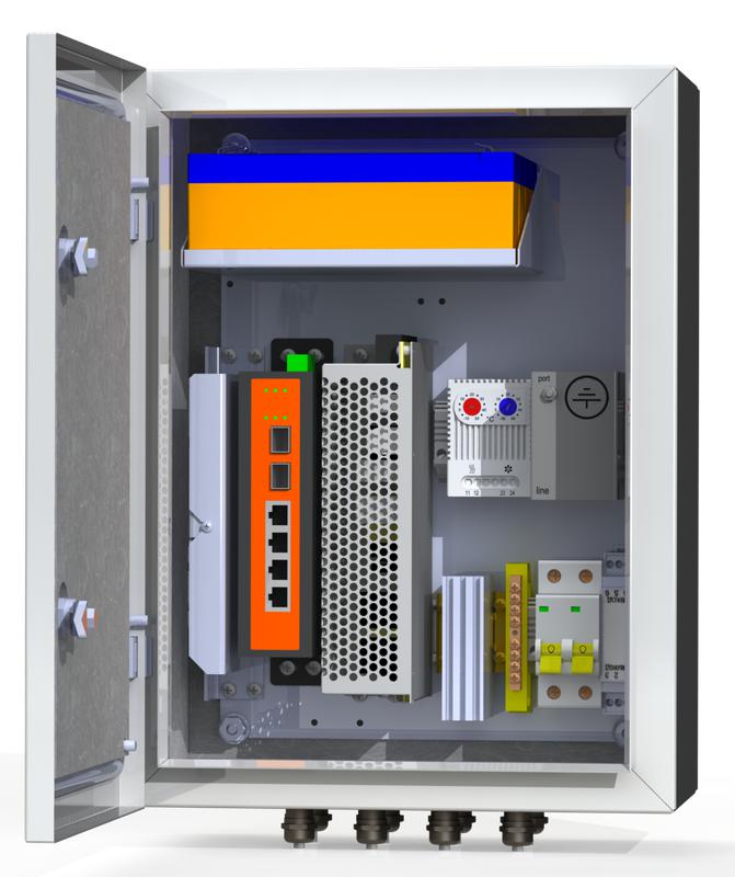 Термошкаф коммутационный 4хPoE 2хSFP 4хSC АКБ 4х12В 2.2А/ч IP66 300х400х210мм 6 УТП 4К AКБ 2А Mastermann 00-00015646