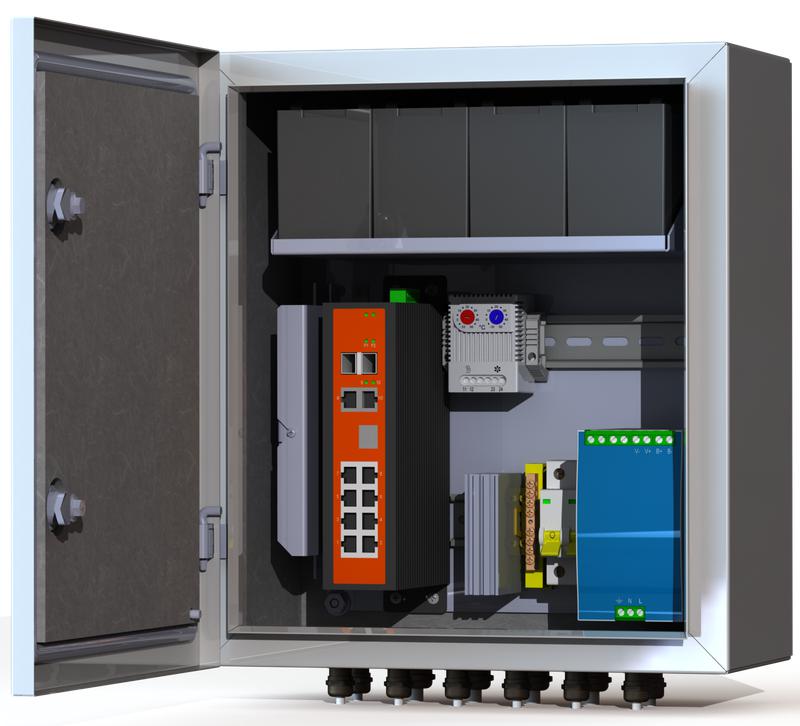 Термошкаф коммутационный 8хPoE 2хSFP 4хSC АКБ 4х12В 7А/ч IP66 350х400х210мм 8 УТП 8К ГЗ АКБ 7А Mastermann 00-00015660