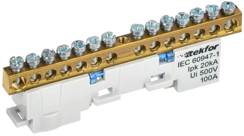 Шина TEKFOR N "ноль" неизол. на универс. держ. 6х9-14-С IEK TF-NN10-14-DL-K07