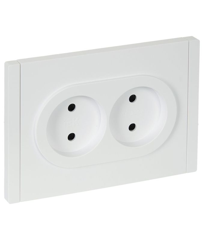 Розетка 2-м СП FORTE&PIANO FP225 10А без заземл. защ. шторки безвинт. крепл. бел. IEK FP-R23-10-1-K01