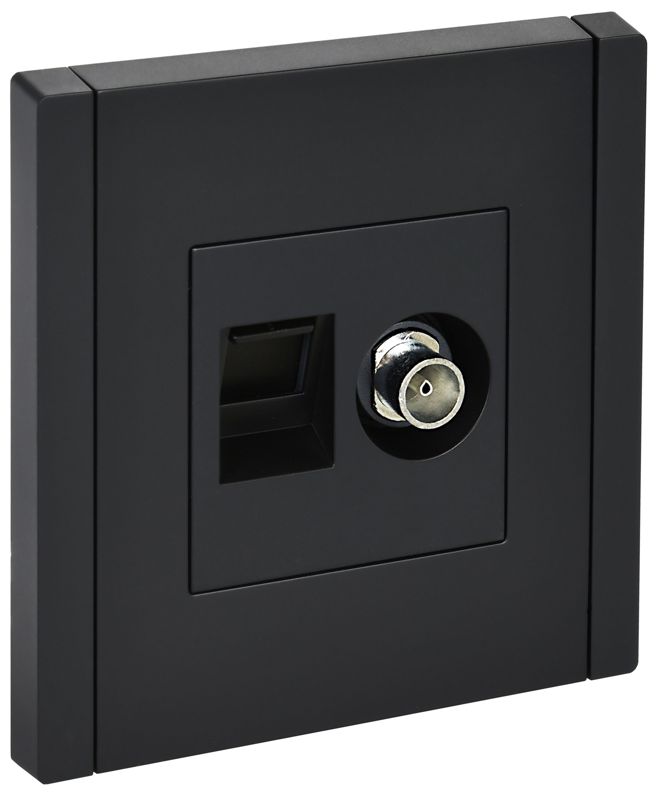 Розетка 2-м TV+RJ45 кат.6 FORTE&PIANO FP137 черн. IEK FP-AK20-2-K02