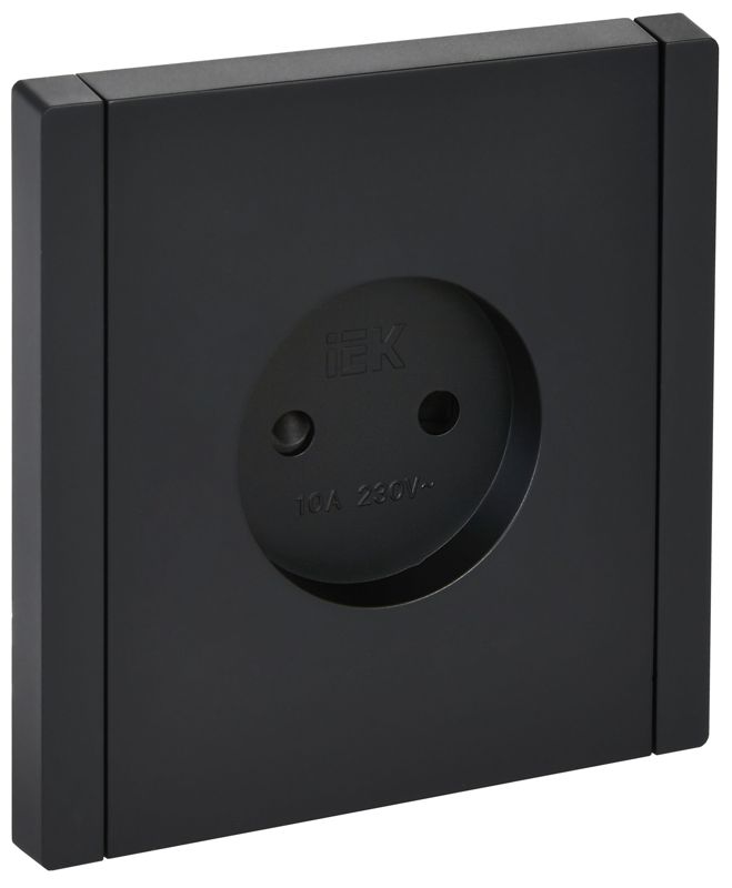 Розетка 1-м СП FORTE&PIANO FP117 10А без заземл. защ. шторки винт. крепл. черн. IEK FP-R13-10-K02