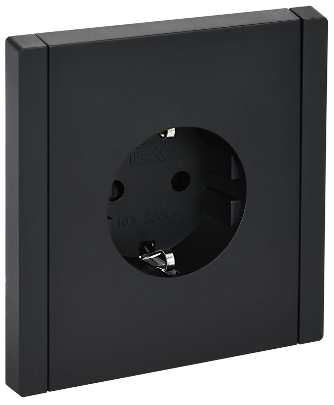 Розетка СП FORTE&PIANO FP115 16А с заземл. защ. шторки винт. крепл. черн. IEK FP-R14-16-K02