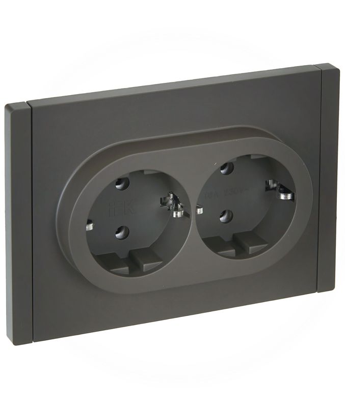 Розетка 2-м СП FORTE&PIANO FP324 16А с заземл. без защ. шторок безвинт. крепл. сер. IEK FP-R21-16-1-K03