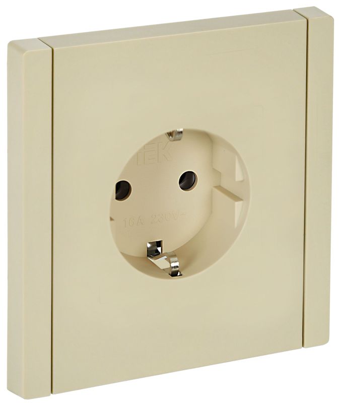 Розетка СП FORTE&PIANO FP414 16А с заземл. без защ. шторок безвинт. крепл. ваниль IEK FP-R11-16-1-K10