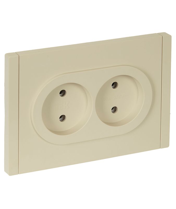 Розетка 2-м СП FORTE&PIANO FP426 10А без заземл. без защ. шторок безвинт. крепл. ваниль IEK FP-R20-10-1-K10
