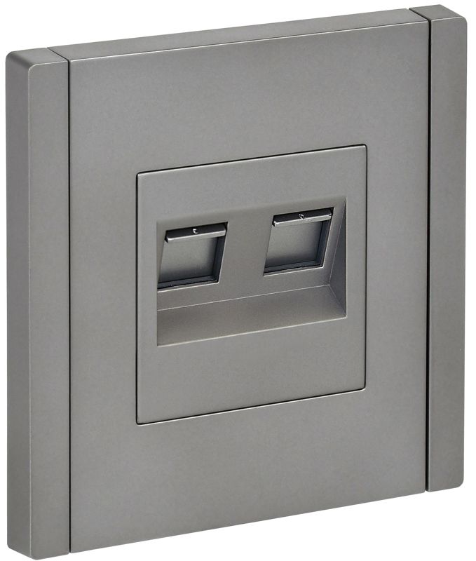 Розетка 2-м RJ11+RJ45 кат.5E FORTE&PIANO FP535 сталь IEK FP-KT20-O-1-K46