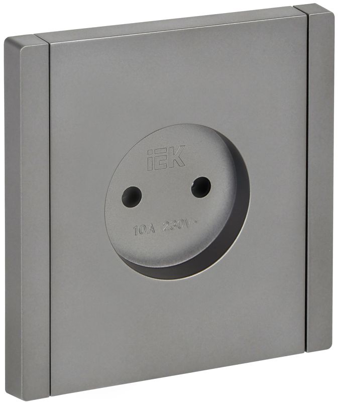 Розетка 1-м СП FORTE&PIANO FP518 10А без заземл. без защ. шторок винт. крепл. сталь IEK FP-R10-10-K46