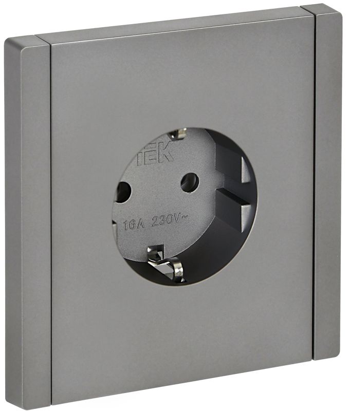 Розетка СП FORTE&PIANO FP514 16А с заземл. без защ. шторок безвинт. крепл. сталь IEK FP-R11-16-1-K46