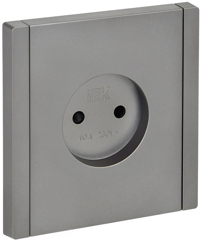 Розетка 1-м СП FORTE&PIANO FP517 10А без заземл. защ. шторки винт. крепл. сталь IEK FP-R13-10-K46