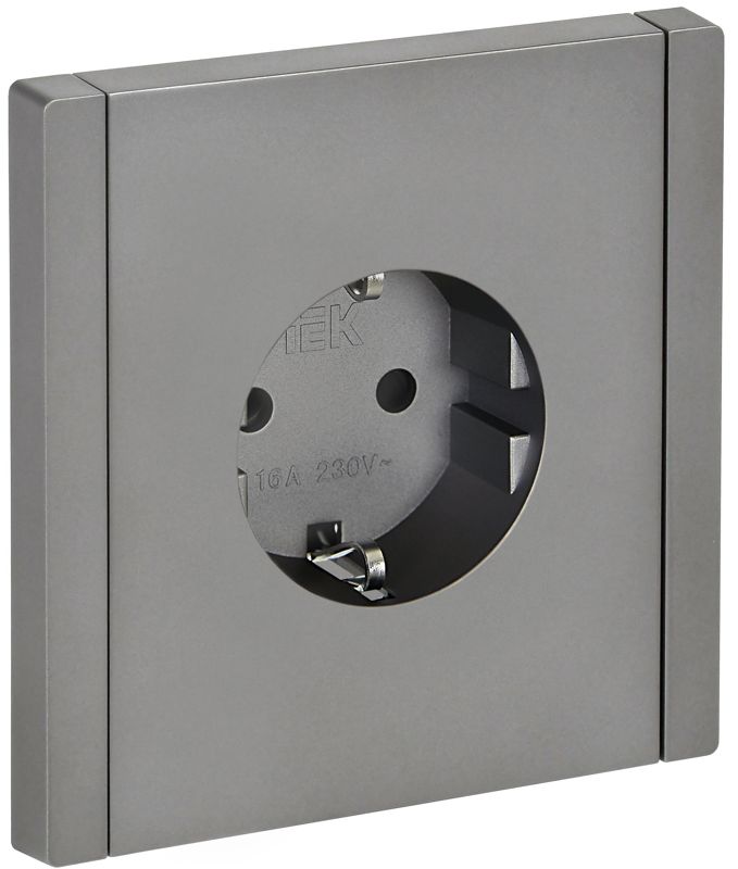 Розетка СП FORTE&PIANO FP515 16А с заземл. защ. шторки винт. крепл. сталь IEK FP-R14-16-K46