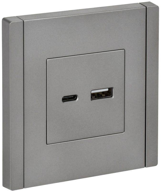 Розетка USB A+C сталь FORTE&PIANO 18Вт FP551 IEK FP-U22-018-K46