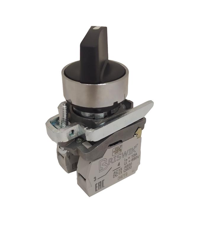 Переключатель КПЕ-1611-РС УХЛ2 1НО+1НЗ 10А IP65 рукоятка на 2 положения с фиксацией метал. осн. d посадочного отверст. 22мм черн. ЭЛЬКОМ A8012-34123069