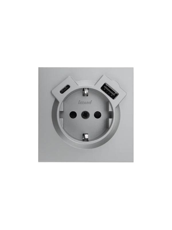 Розетка 1-мест. с/з Type-C+USB разъем СП ZIMA IP20 сер. матов. LEZARD 704-7488-181TC