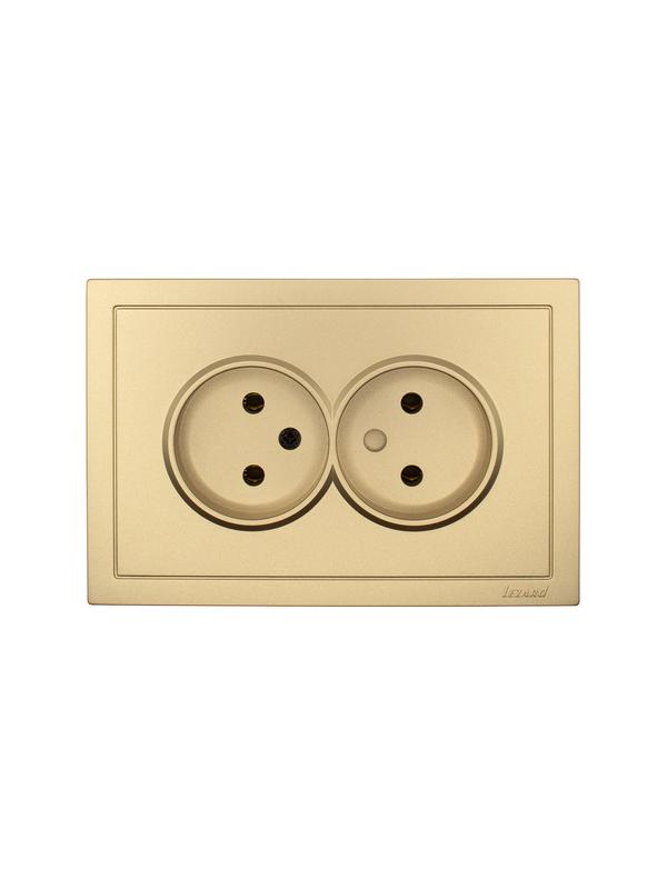 Розетка 2-мест. б/з СП ZIMA IP20 16А ПБТ безвинт. зажим зол. LEZARD 704-3600-128BQC