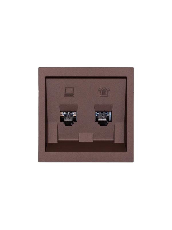 Розетка компьютер+телефон СП ZIMA IP20 шоколад LEZARD 704-7388-143