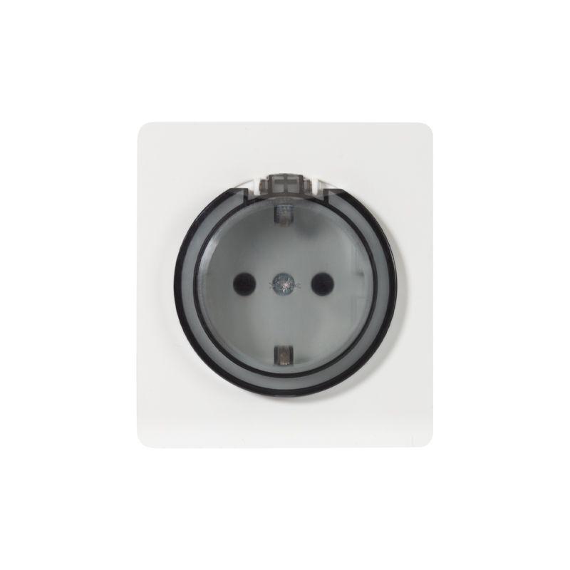 Розетка 1-м СП ROUND MIELE 16А с заземл. защ. шторки и крышкой перламутр Kranz KR-78-0702-1