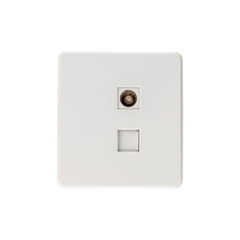 Розетка компьютерная + телевизионная СП ROUND MIELE RJ45 кат.6 + TV перламутр Kranz KR-78-0722-1