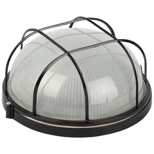 Светильник НБП 03-100-002 1х100Вт E27 IP54 акватермо алюм./стекло D240 круг черн. с решеткой Эра Б0063876