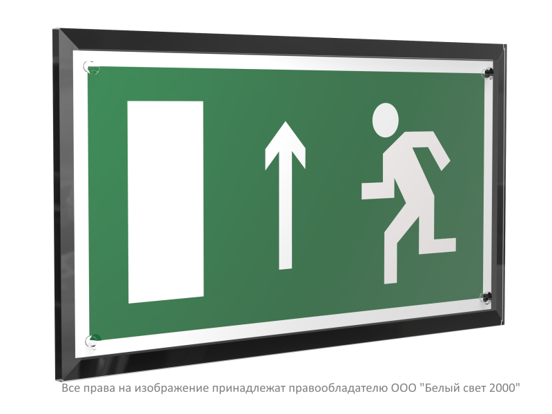 Знак безопасности PT-32178-Black.E12 "Напр. к эвакуационному выходу прямо (лев.) " Белый свет a32705