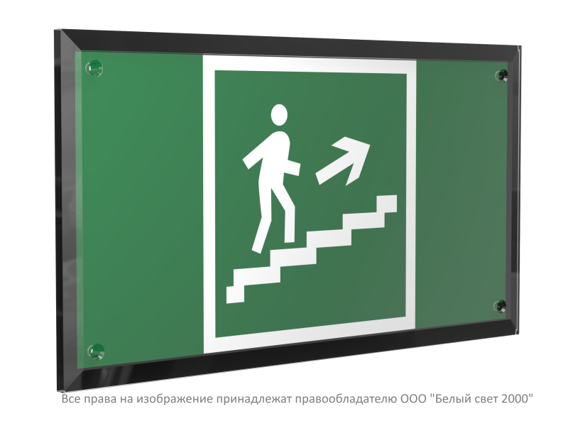 Знак безопасности PT-32178-Black.E15 "Напр. к эвак.выходу по лестн. вверх (прав) " Белый свет a32708