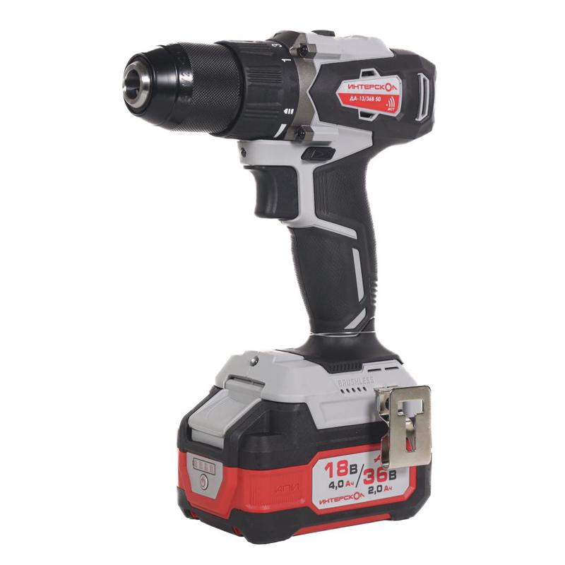 Дрель-шуруповерт аккумуляторная бесщеточн. ДА-13/36В 50 Li-ion АПИ (кейс 2 аккум. 2.0А.ч ЗУ) ИНТЕРСКОЛ 851.2.2.70