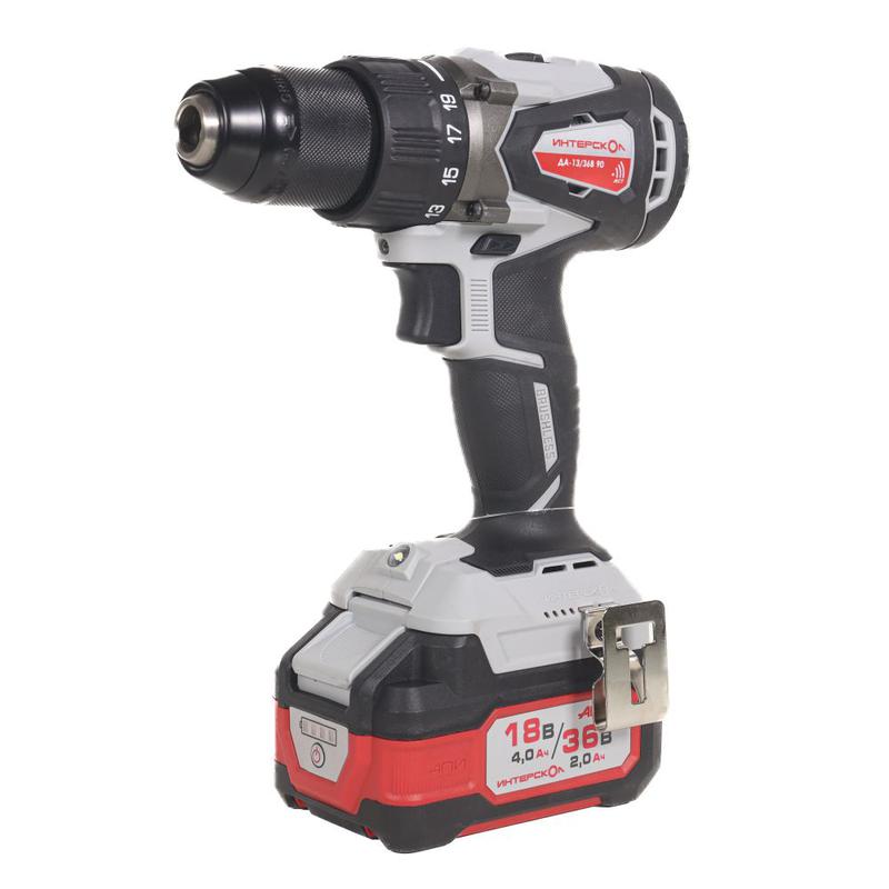 Дрель-шуруповерт аккумуляторная бесщеточн. ДА-13/36В 90 Li-ion АПИ (кейс 2 аккум. 2.0А.ч ЗУ) ИНТЕРСКОЛ 861.2.2.70