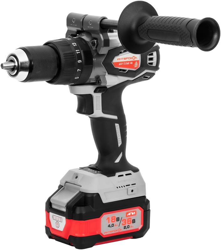 Дрель-шуруповерт аккумуляторная бесщеточн. ударн. ДАУ-13/36В 140 Li-ion АПИ (кейс 2 аккум. 2.0А.ч ЗУ) ИНТЕРСКОЛ 852.2.2.70