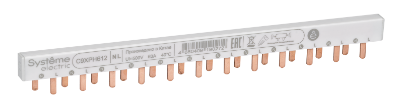 Шинка гребенчатая 1P+N (NL1) 63А 12мод. 9мм SE C9XPH612