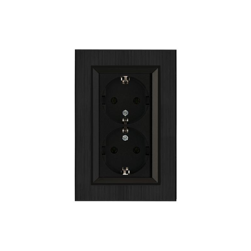 Розетка 2-я Karea LINE STAR с заземл. чер. Makel 86054082